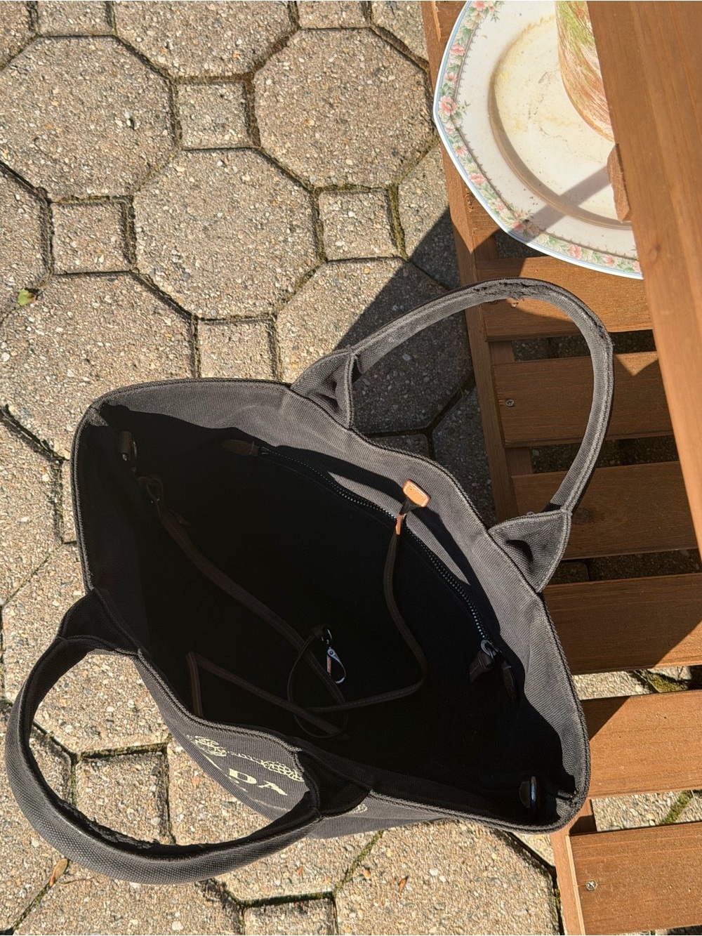 Prada Black Canvas Tote with Logo - Picture 9 of 12